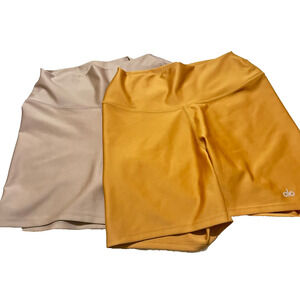 ALO High Waist Biker Shorts Womens M Lot Of 2 Taupe Rust 4" Inseam Athletic Yoga